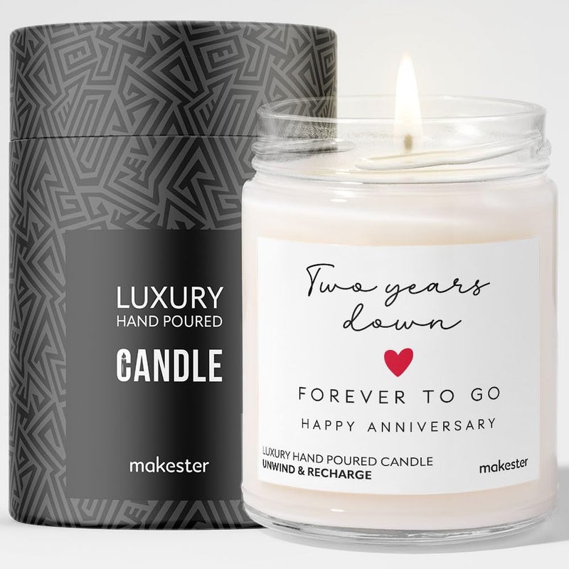 Cotton Anniversary Candle Gifts - Luxury Soy Wax Candle - Vanilla, Jasmine, Sugared Almond - Makester